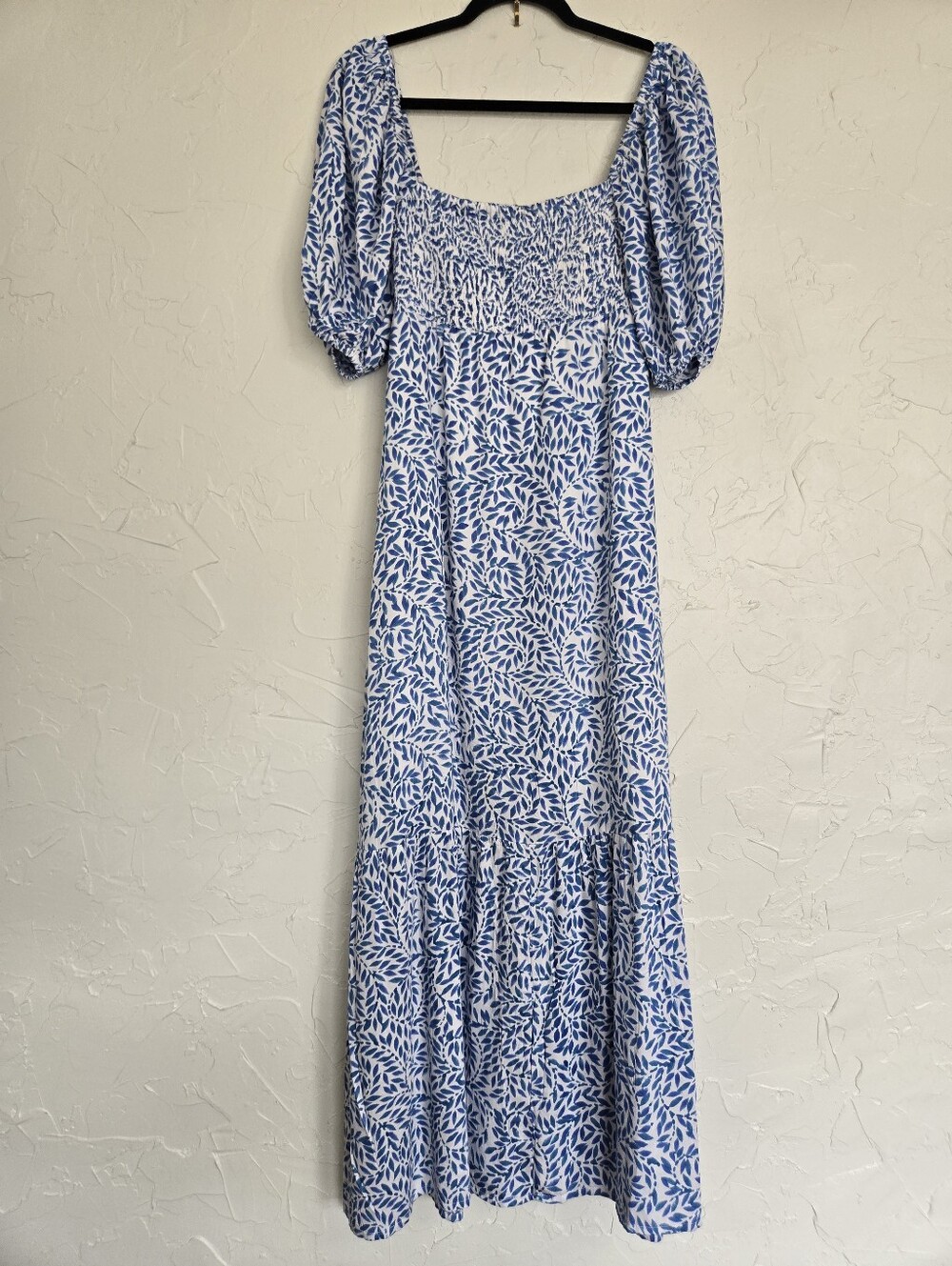 India Collection Emerson Fry Santiago 3 Smocked Boho Blue White Dress, XS/S - Picture 11 of 14